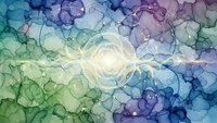 Abstract watercolor background with flowing organic shapes in blue, purple, green and teal creating dreamy artistic texture for creative projects.