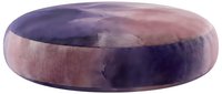 Round velvet floor cushion with gradient color transition from deep purple to dusty rose, soft upholstered seating for living rooms and meditation spaces.