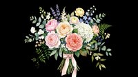 Watercolor floral bouquet with roses, ranunculus, and greenery, isolated on transparent background. Great for wedding clipart, stickers, t-shirt design, and print on demand.