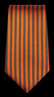 Orange and gray striped necktie isolated on transparent background, ready for fashion design, t-shirt prints, clipart, stickers, and print on demand use.