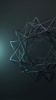 Abstract geometric wireframe structure with interconnected triangular forms and glowing cyan edges on dark background. Use for technology, innovation, network, and digital design projects.