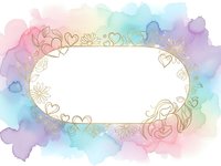 Watercolor rainbow frame with golden floral border and white center space for text or design elements on transparent background ready for creative projects.