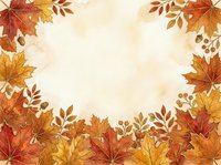 Autumn leaves frame a cream background with fall foliage in warm tones of orange, gold, and red, ideal for seasonal designs and fall-themed projects.