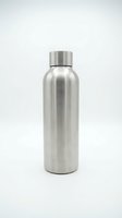 Stainless steel water bottle with screw cap isolated on white background, suitable for beverage packaging and product mockups.
