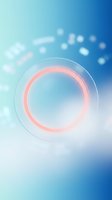 Glowing neon circle with pink outline on soft blue gradient background with bokeh lights. Modern design element for tech, apps, UI, and digital projects.