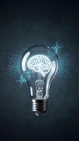 Light bulb with glowing brain and DNA strands surrounded by circuit patterns representing artificial intelligence and biotechnology innovation.
