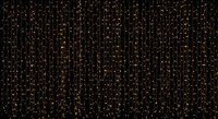 Golden glitter particles falling like rain on black background creating luxury sparkle effect for celebration and festive design projects.