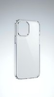 Clear transparent smartphone case isolated on white background for mobile device protection and accessory design.