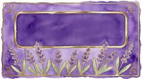 Ornate purple and gold decorative panel with floral border featuring stylized flowers and ornamental frame, isolated on transparent background, ready for design projects, invitations, and digital applications.