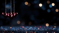 Glowing red lanterns hanging against dark night sky with magical bokeh lights and sparkles creating dreamy atmospheric background.