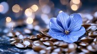 Delicate blue flower with soft petals against blurred bokeh background. Artistic macro photography with shallow depth of field creates dreamy nature composition.