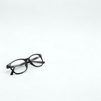 Black frame eyeglasses isolated on white background for vision correction and optical design projects.