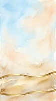 Soft watercolor wash in cream, blue, and beige tones with elegant gold curved divider lines, creating an abstract background suitable for invitations, presentations, and design projects.