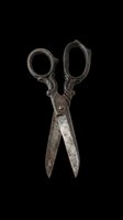 Vintage ornate scissors with decorative cast iron handles and sharp metal blades, isolated on transparent background. Ready for clipart, print-on-demand, t-shirt design, stickers, and sublimation projects.