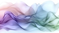 Ethereal flowing waves in pastel purple, blue, pink and mint green create soft abstract background with translucent layered movement on white background.