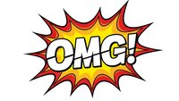 Comic book explosion bubble with OMG text in retro pop art style featuring bold yellow red gradient colors and dynamic burst design for graphic projects.
