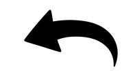 Black curved arrow pointing left isolated on white background for graphic design projects and presentations.