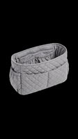 Gray quilted handbag organizer insert with multiple pockets, isolated on transparent background. Great for product listings, stickers, print on demand, and T-shirt design use.