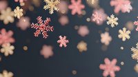 Festive winter background with pink and gold snowflakes on dark backdrop, creating elegant holiday atmosphere for seasonal designs.