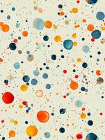 Abstract watercolor dots pattern in orange, blue and red on beige background. Perfect for modern fabric design, wallpaper, and creative surface patterns. Seamless repeat ready for textile prints.