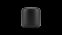 Black cylindrical smart speaker with rounded edges, isolated on transparent background. Ready for design use on t-shirts, clipart, stickers, print-on-demand products, and digital designs.