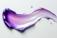 Purple liquid cosmetic gel texture with flowing waves and bubbles on white background for skincare and beauty product design.