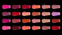 Lipstick smear swatches set in various shades isolated on transparent background, ready for beauty, cosmetic branding, stickers, t-shirt design, and print on demand use.