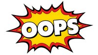 Comic book style burst with OOPS text in bold letters on yellow background with red and black explosion effects for pop art designs and error messages.