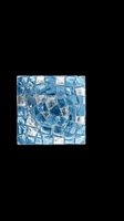 Blue and white glass mosaic tile with crackle texture isolated on transparent background, ready for design use in home decor, sublimation, print-on-demand products, and digital crafts.