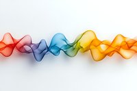 Colorful translucent wave flowing across white background, blending rainbow hues in smooth abstract motion for modern design projects.