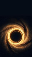 Swirling golden energy vortex with glowing particles against dark space background creating cosmic portal effect for science fiction and fantasy designs.