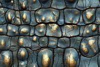 Textured dark blue leather surface with golden highlights creating organic cell-like pattern. Natural cracks and wrinkles catch light dramatically.