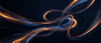 Abstract flowing light trails in orange and blue creating dynamic energy waves against dark background for modern digital design projects.