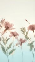 Soft watercolor wildflowers in muted pink and sage green tones on gradient background for feminine design projects and botanical wall art decor.