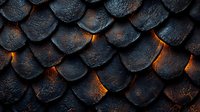 Dark dragon-like scales with glowing orange light emerging between them create mysterious fantasy pattern background for epic design projects and game art concepts.
