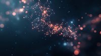Digital network particles flowing and connecting with glowing nodes, representing data transfer, technology innovation, and global communication for web design and tech backgrounds.