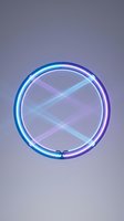 Glowing neon circle with blue and purple gradient tube light on neutral background, isolated design element for modern graphics and digital projects.