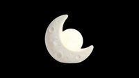 Cute crescent moon night light with a glowing face, isolated on transparent background, ready for stickers, nursery decor clipart, t-shirt design, and print on demand.