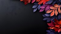 Vibrant paper cut leaves in red, purple, and coral shades create elegant corner border on dark background, casting subtle shadows. Modern craft design element.