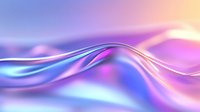 Smooth flowing waves in vibrant holographic colors blend from blue to purple and pink creating an ethereal abstract background with gentle curves and gradients.