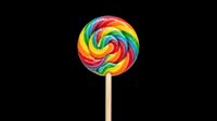 Colorful spiral lollipop with rainbow swirls on wooden stick, isolated on transparent background. Ready for t-shirt designs, clipart, stickers, and print-on-demand products.