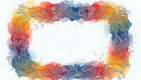 Colorful watercolor frame with flowing organic lines and vibrant gradient borders on white background for creative design projects and artistic presentations.