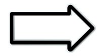 Black and white right arrow with thick outline and empty center on white background, useful for navigation, direction indicators, or interface design.