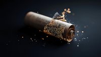 Chocolate swiss roll cake with cocoa powder and sparkles on dark background, dramatic food photography with selective focus and bokeh effect.