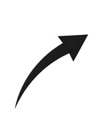 Black curved arrow pointing upward and right on white background isolated for graphic design and business presentations.