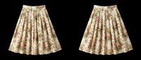 Vintage floral midi skirt with pleated design, isolated on transparent background. Ready for fashion clipart, t-shirt design, print-on-demand products, sublimation, and digital design projects.