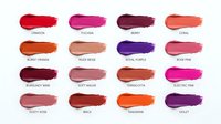 Colorful lipstick swatches palette showing various shades from crimson to coral, perfect for beauty and cosmetics branding materials.