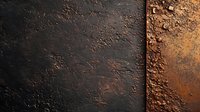 Dark rusty metal surface with rough oxidized texture and contrasting areas showing weathered patina and corrosion patterns. Artistic background for design projects.