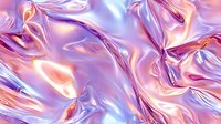 Holographic iridescent abstract background with pink and purple metallic waves and folds creating dynamic light reflections and flowing patterns.