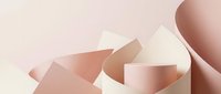Abstract geometric composition with soft pink and beige shapes creating modern minimalist design for contemporary branding and digital presentations.